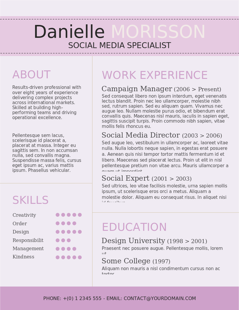 Light Lavender CV – anteprima